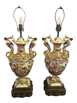 Capodimonte Lamps - A Huge Vintage Pair