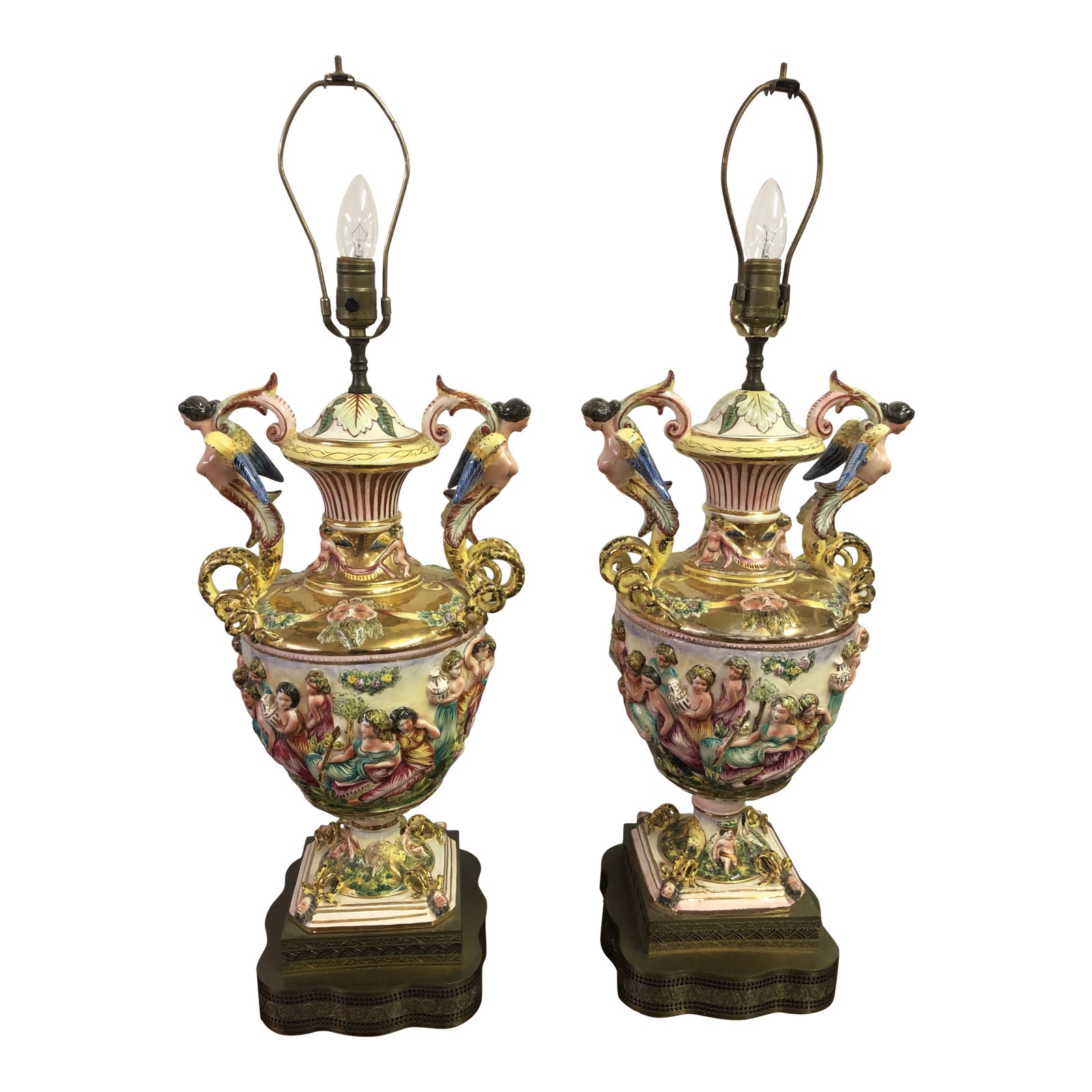 Monumental Capodimonte Lamps - a Pair | Chairish