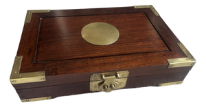 Asian Rosewood Brass Bound Jewelry Box