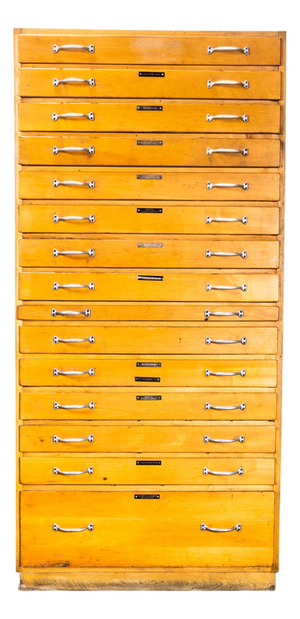 Tall Multidrawer Engineers Cabinet, 1950s