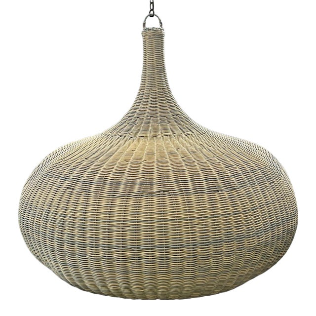 Outdoor Faux Rattan Giant Gourd Pendant Light For Sale