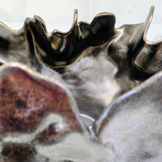 Global Views Meteor Bowl, Medium 22" Handcrafted Glazed Ceramic, Portugal For Sale - Image 9 of 11