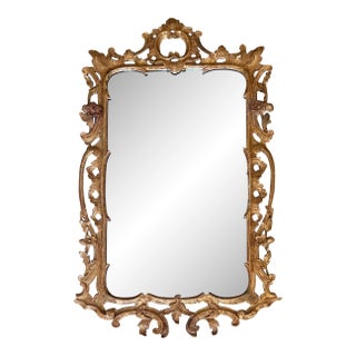 Antique 18th Century English George III Chinese Chippendale Carved Giltwood Mirror For Sale
