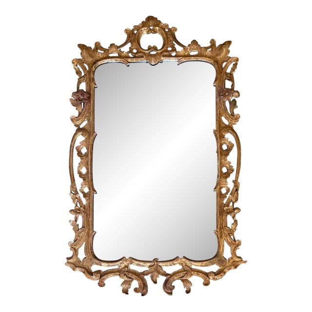 Antique 18th Century English George III Chinese Chippendale Carved Giltwood Mirror For Sale