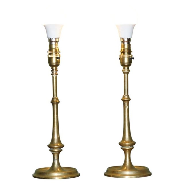 Lovely pair of fully restored late Victorian Circa 1900 Brass table lamps A very good looking well made and decorative...