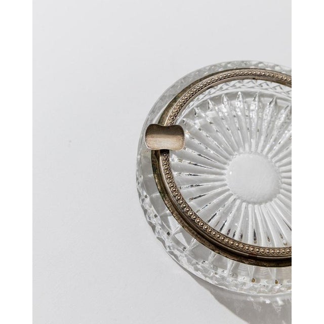 Art Deco Textured Crystal Ashtray with Silver-Plated Rim, 1920s For Sale - Image 3 of 11