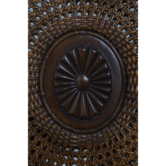 Vintage French Carved Cane Back Swivel Leather Desk Chair For Sale - Image 16 of 18