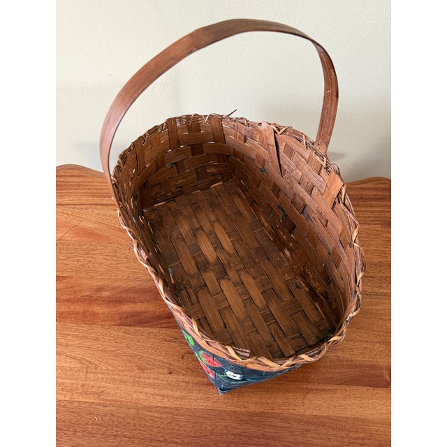 Wood Vintage Hand-Painted Strawberry Gathering Basket For Sale - Image 7 of 9
