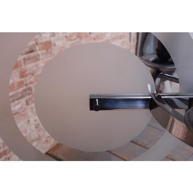 1930s Bauhaus Chandelier in Chrome and Sandblasted Glass from F. Anýž, Czech, 1930s For Sale - Image 5 of 17