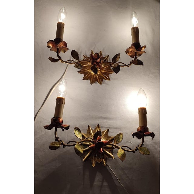Golden Wrought Iron, Spain, 1940s, Set of 2 For Sale - Image 12 of 17