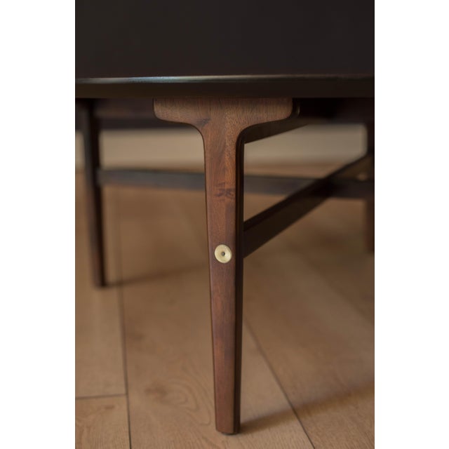 Mid Century Modern Round Walnut Coffee Table by Stanley Furniture Co. For Sale In Monterey, CA - Image 6 of 9