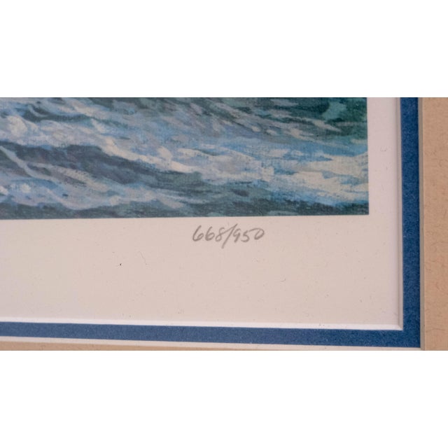 1980s "Oyster Dredging Aboard the Shipjack Lady Katie" Sailboats Painting Print Signed John M Barber Numbered For Sale - Image 5 of 10