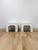 Vintage Side Tables White Painted Parquet Faux Bamboo Regency Pair Accent Tables For Sale - Image 4 of 10