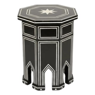 Bone Inlay and Black Stool With Star Motif For Sale