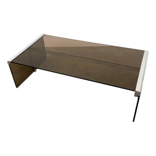 Smoked Glass Coffee Table with Chrome Details from Radice & Galotti, Italy, 1970s For Sale