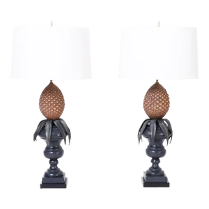 Pair of Regency Style Italian Tole Pineapple Table Lamps