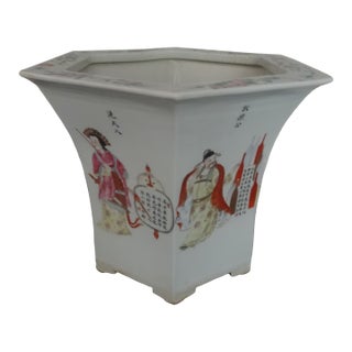 Antique Chinese Jardiniere in a Hexagon Shape For Sale