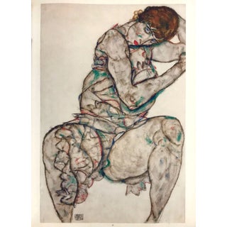 1968 Schiele Lithograph 43 Seated Woman With Hand in Hair For Sale