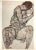 1968 Schiele Lithograph 43 Seated Woman With Hand in Hair For Sale