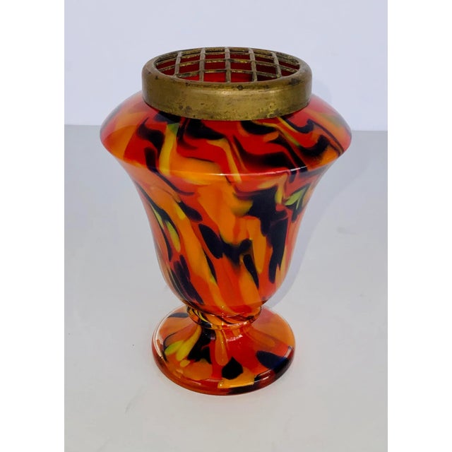 Multi Color Vintage Czech Art Glass Vase For Sale - Image 4 of 4