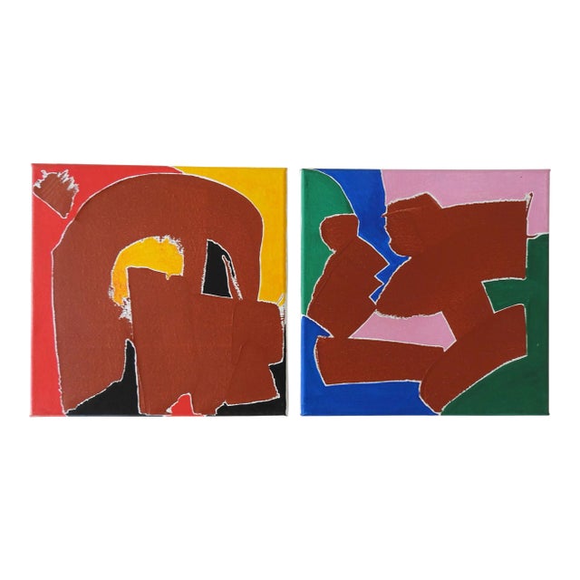 Contemporary Abstract Color Block Paintings - a Pair For Sale