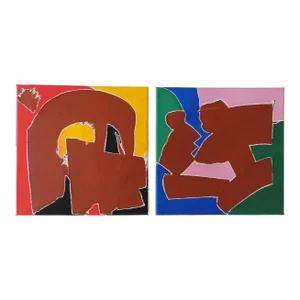 Contemporary Abstract Color Block Paintings - a Pair