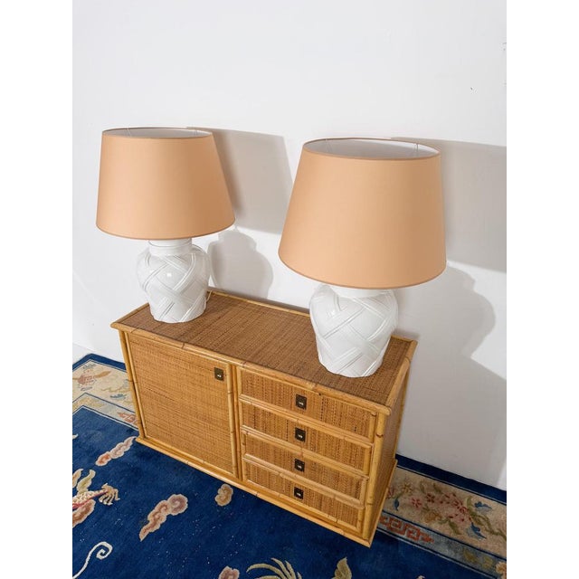 Mid-Century Italian Bamboo, Rattan and Cane Cabinet with Drawers by Dal Vera, 1970 For Sale - Image 3 of 18