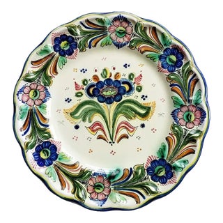 Vintage Casas De La Cal Puente Del Arzobispo Spanish Majolica Floral Charger For Sale