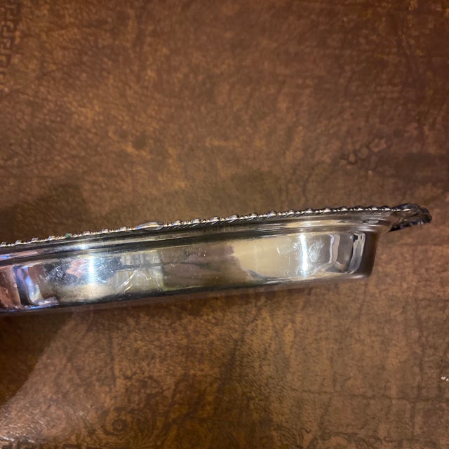 Vintage Sheridan Silver Plated on Copper Oval Serving Tray For Sale - Image 4 of 9