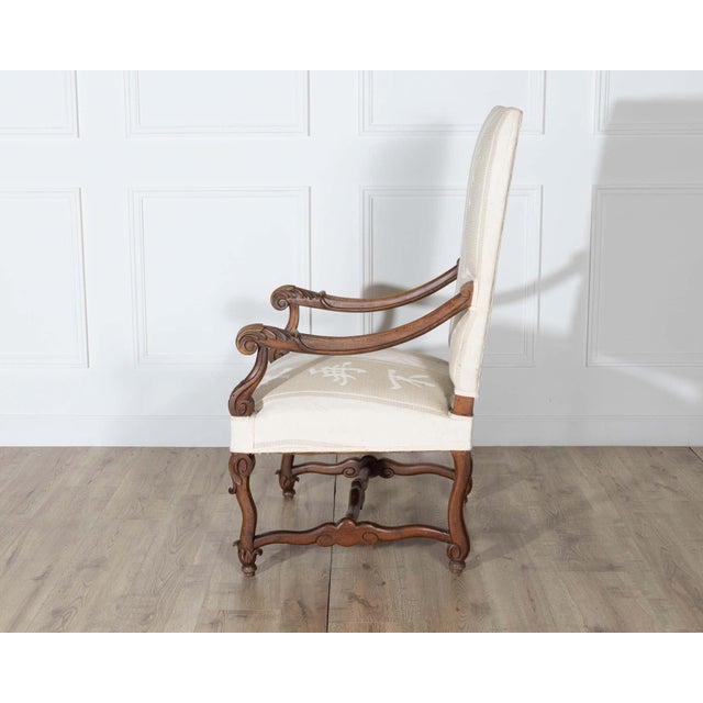Mid 20th Century Pair of Large Louis XIII Style Carved Oak Armchairs For Sale - Image 4 of 12