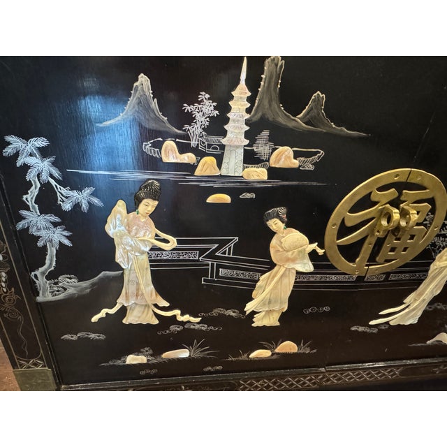 Vintage Chinoiserie and Mother of Pearl Inlaid Chest For Sale - Image 6 of 8