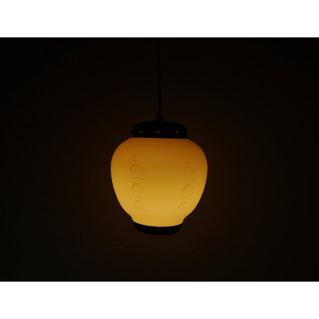 Scandinavian Art Deco Opaline Glass Pendant Lamp, 1930s For Sale - Image 4 of 9