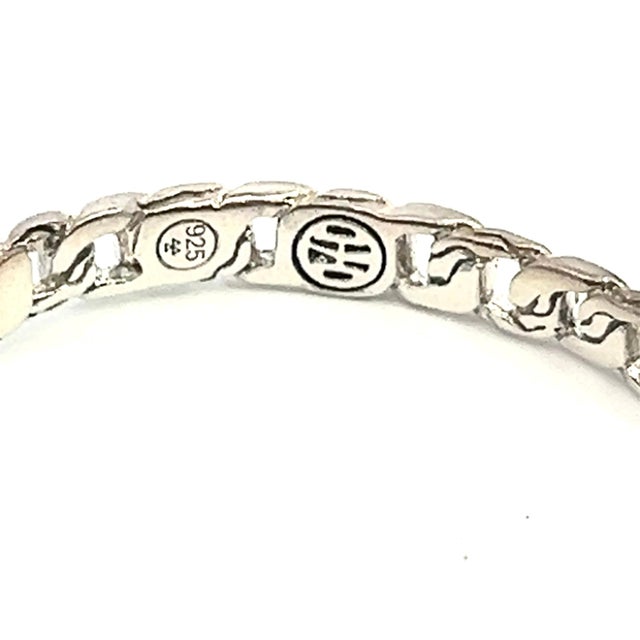1990s Pair of John Hardy Estate XL 2" Cable Chain Hoop Earrings Silver For Sale - Image 9 of 9