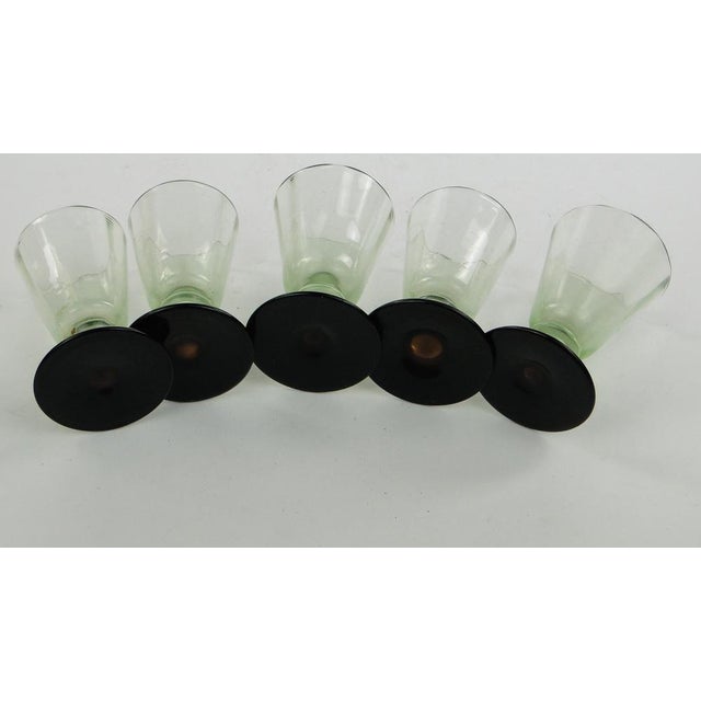Art Deco Vodka Shot Glasses attributed to Hortensja Glassworks, Poland, 1950s, Set of 5 For Sale - Image 3 of 17
