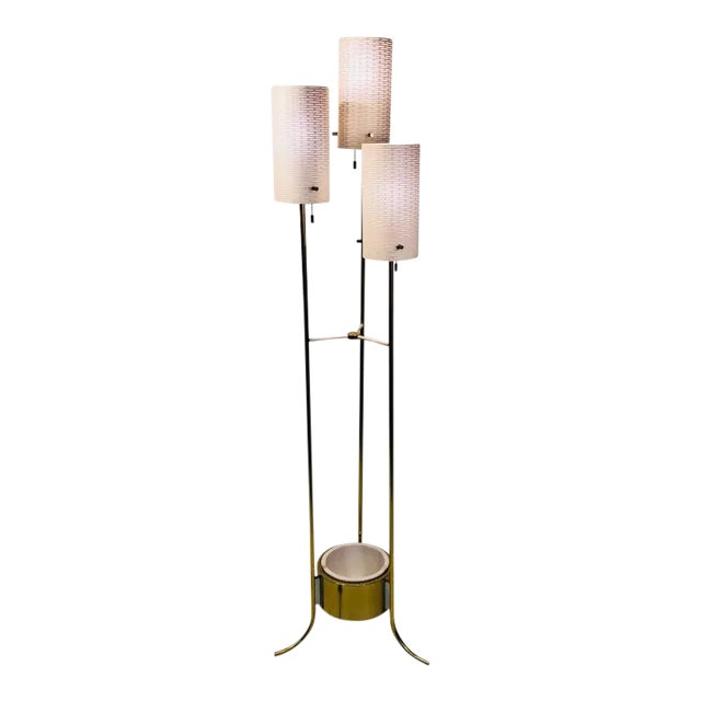 Lightolier Modernist Brass and White Floor Lamp For Sale