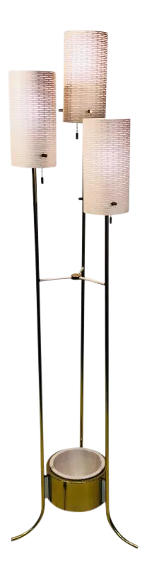 Lightolier Modernist Brass and White Floor Lamp