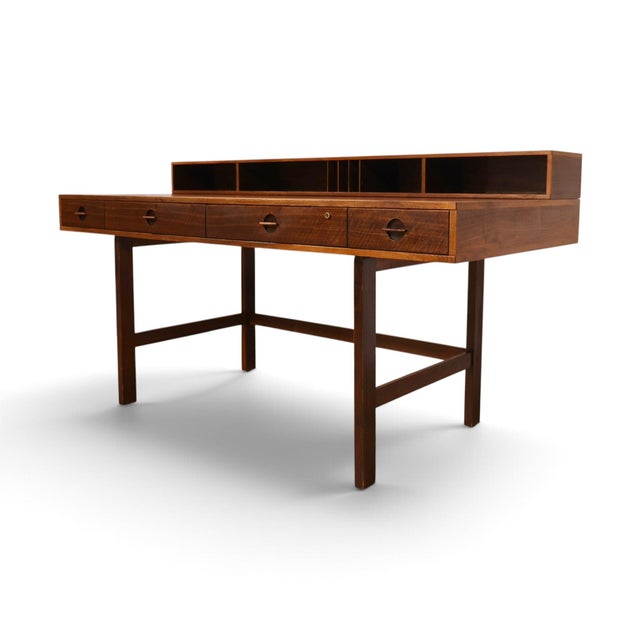 Peter Lovig Danish Vintage Mid Century Modern Flip Top Teak Desk C. 1970s For Sale - Image 10 of 15