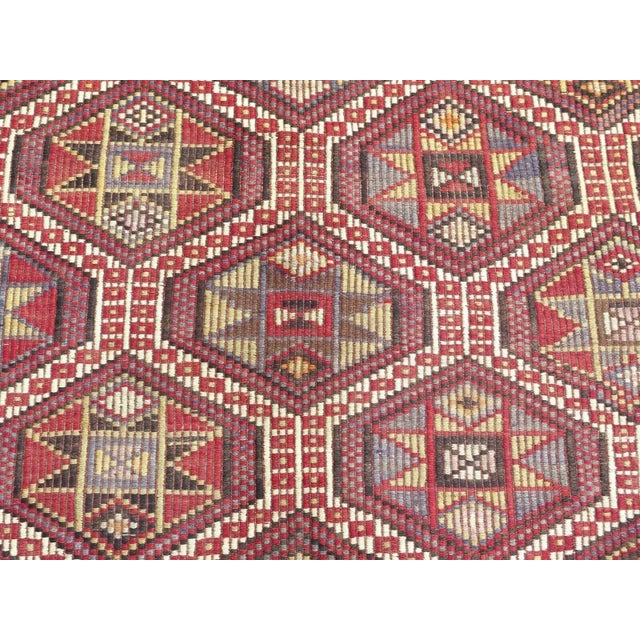 1960s 1960s Vintage Embroidered Kilim Rug -60"x97" For Sale - Image 5 of 13