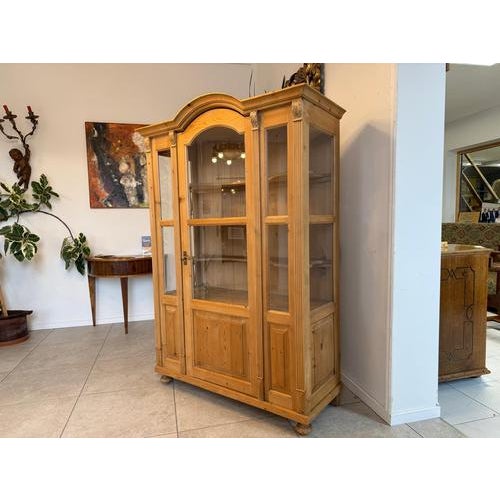 Rustic Solid Wood Glass Display Cabinet, Spruce, Dimensions: Height x Width x Depth 181 x 123 x 52 cm. Antique display...