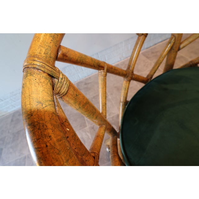 Mid-Century Hollywood Regency Rattan Dining Set With Brass Casters, Attributed to Ficks Reed For Sale - Image 15 of 15