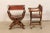 Italian Late 20th Century Italian Pair Wood & Leather Dante Armchairs For Sale - Image 3 of 10