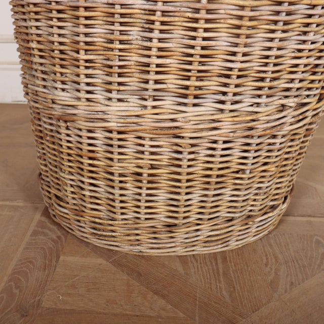 Vintage English Wicker Log Basket, 1930s For Sale - Image 4 of 6