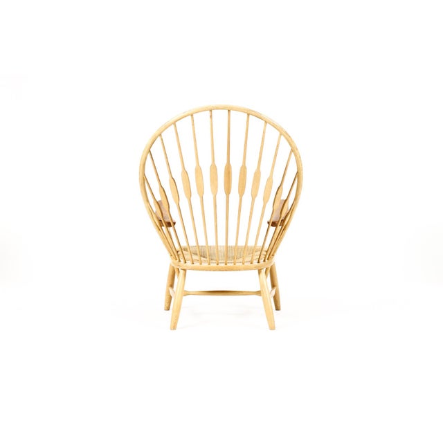 1960s Danish Modern Mid Century Peacock Lounge Armchair– Hans Wegner for Johannes Hansen — Ash + Teak For Sale In Los Angeles - Image 6 of 12
