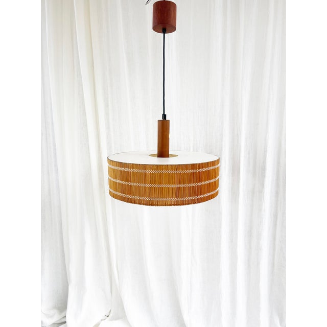 Mid-Century Scandinavian Teak Pendant Disc, 1965 For Sale - Image 14 of 14