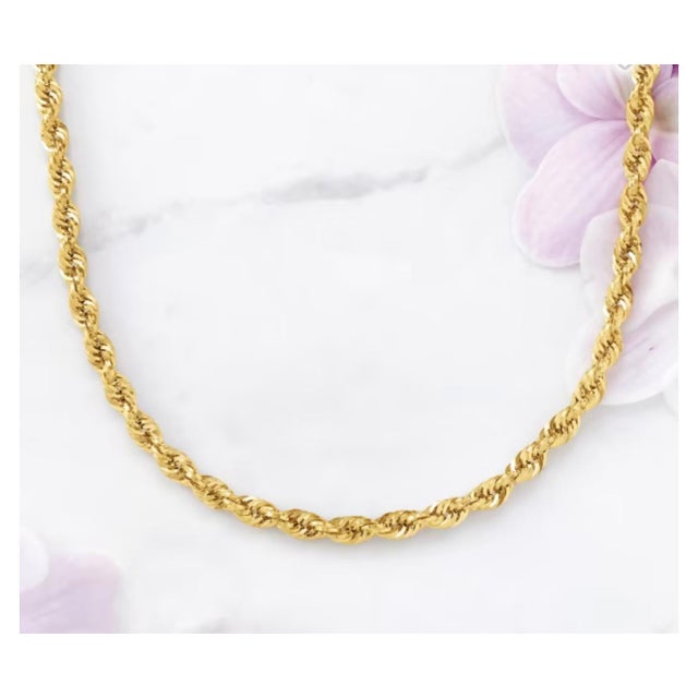Gold 14 Karat Yellow Gold 20.5 Gm, Rope Chain Necklace For Sale - Image 8 of 8