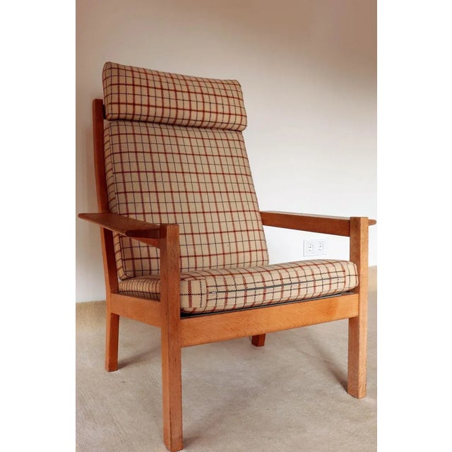 Wood H680/690 Series Solid Oak Armchair & Stool Set by Bernt Petersen for Schiang, 1960s For Sale - Image 7 of 9
