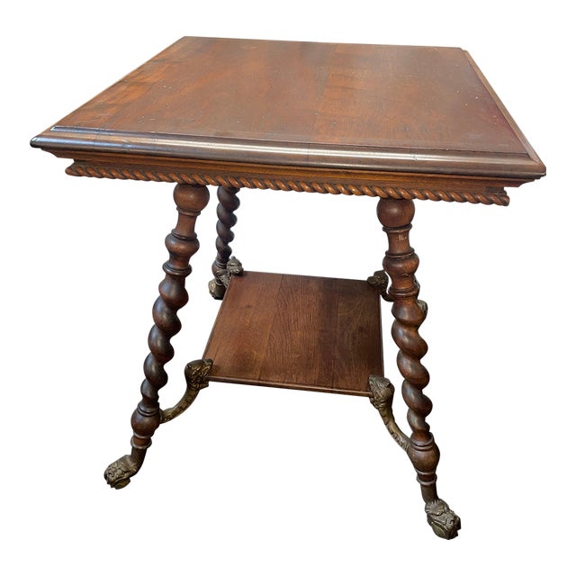 Antique Victorian 19th Century Walnut Barley Twist Plant Stand Side Parlor Table For Sale