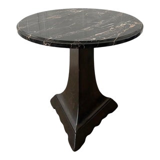 1920s Arts & Crafts Black Marble Pedestal Side Table For Sale