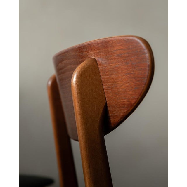 Vintage Danish Dining Chairs in Teak and Black Skai, 1960s, Set of 6 For Sale - Image 9 of 18