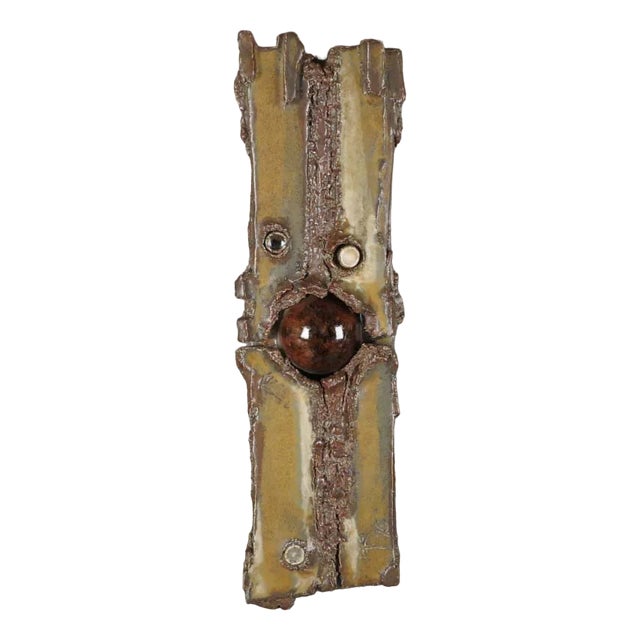 Vintage Brutalist Wall Sculpture in Studio Ceramic by Prof. Dieter Crumbiegel, 1975 For Sale